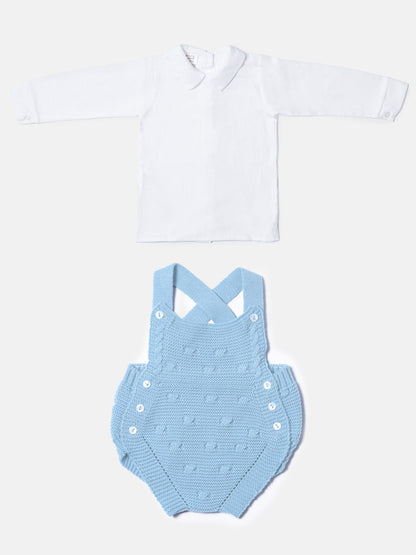 Baby Boy Alberto Collection Knitted 2-Piece Knitted Romper & Shirt Set - Baby Blue