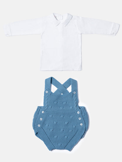 Baby Boy Alberto Collection Knitted 2-Piece Knitted Romper & Shirt Set - Blue