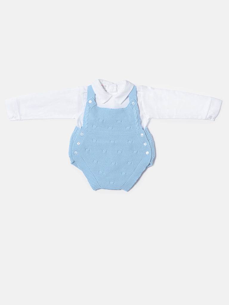 Baby Boy Alberto Collection Knitted 2-Piece Knitted Romper & Shirt Set - Baby Blue