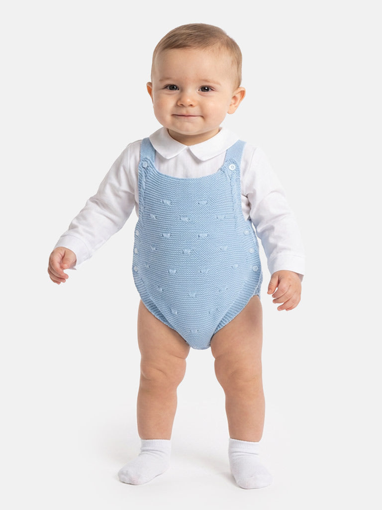 Baby Boy Alberto Collection Knitted 2-Piece Knitted Romper & Shirt Set - Baby Blue