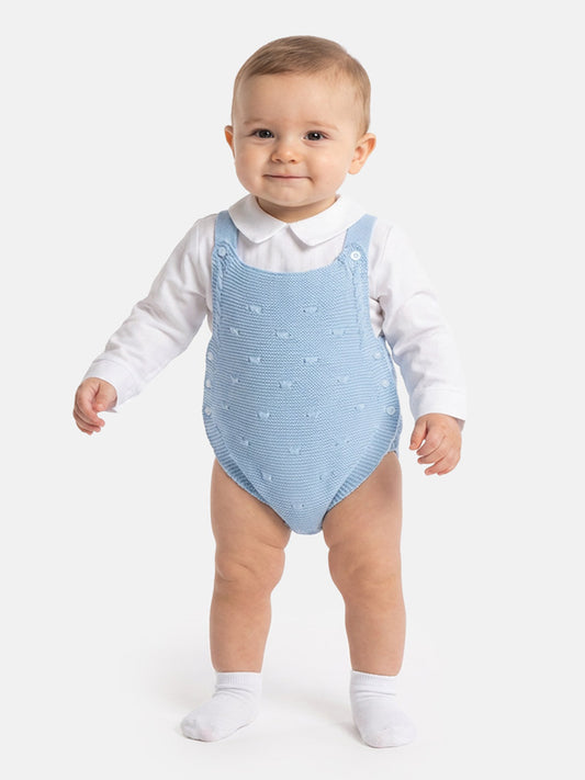 Baby Boy Alberto Collection Knitted 2-Piece Knitted Romper & Shirt Set - Baby Blue