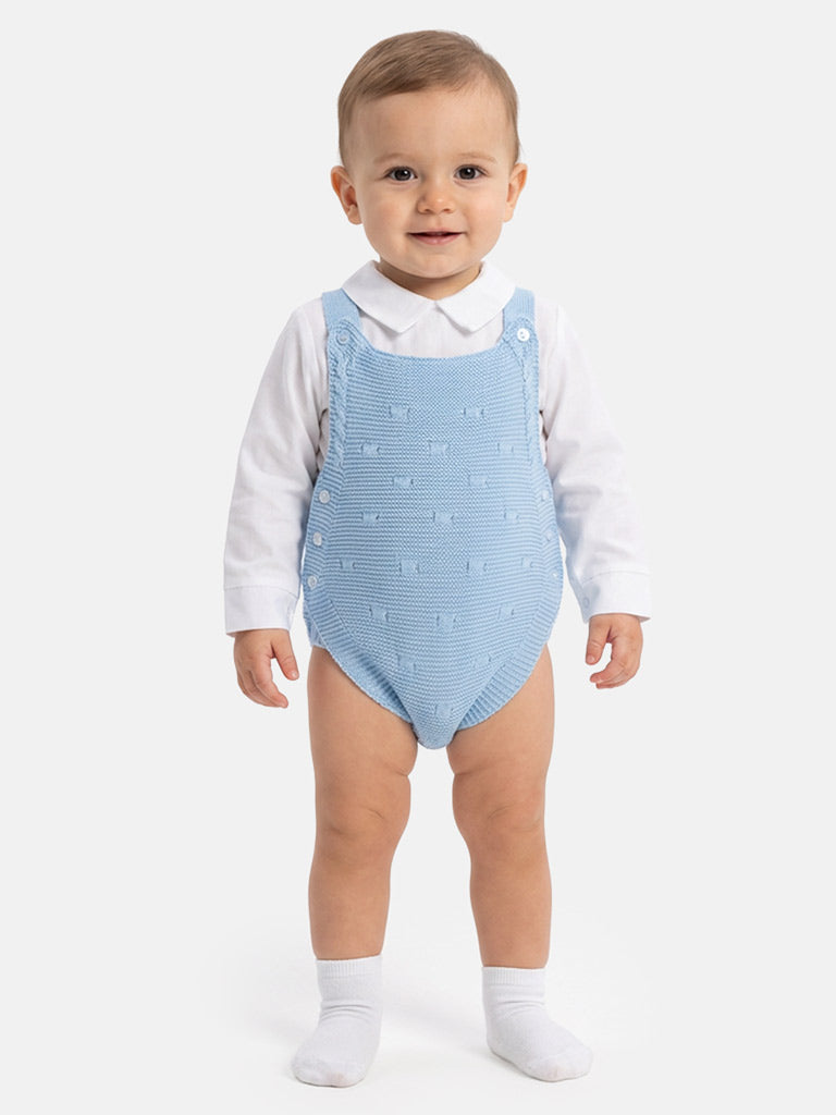 Baby Boy Alberto Collection Knitted 2-Piece Knitted Romper & Shirt Set - Baby Blue