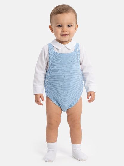 Baby Boy Alberto Collection Knitted 2-Piece Knitted Romper & Shirt Set - Baby Blue