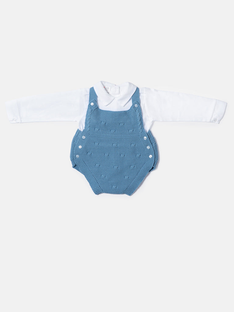 Baby Boy Alberto Collection Knitted 2-Piece Knitted Romper & Shirt Set - Blue