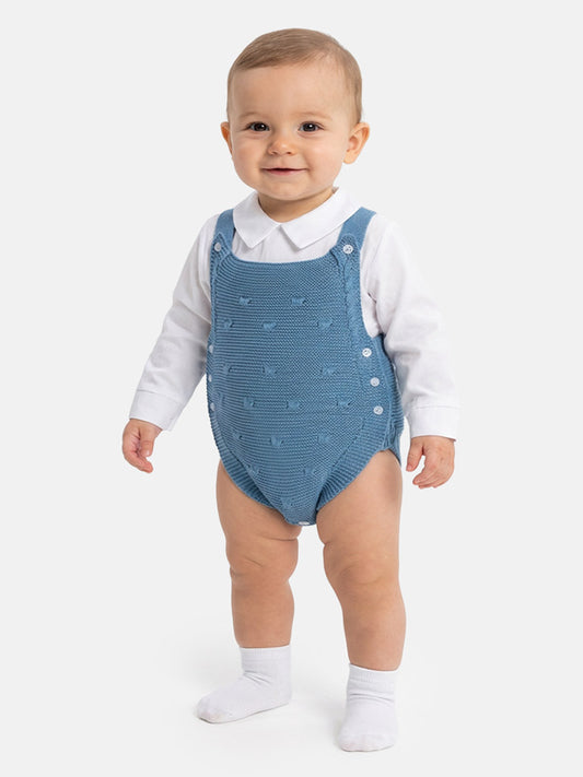 Baby Boy Alberto Collection Knitted 2-Piece Knitted Romper & Shirt Set - Blue