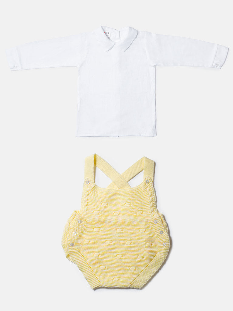 Baby Boy Alberto Collection Knitted 2-Piece Knitted Romper & Shirt Set - Lemon Yellow