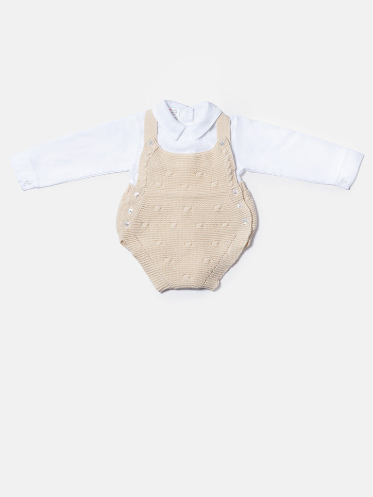 Baby Boy Alberto Collection Knitted 2-Piece Knitted Romper & Shirt Set - Beige