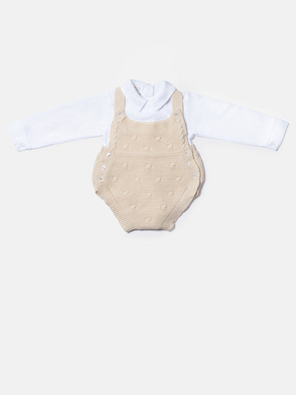 Baby Boy Alberto Collection Knitted 2-Piece Knitted Romper & Shirt Set - Beige