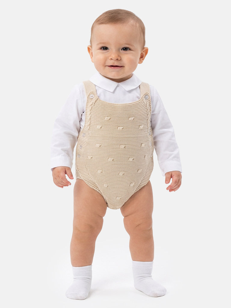 Baby Boy Alberto Collection Knitted 2-Piece Knitted Romper & Shirt Set - Beige