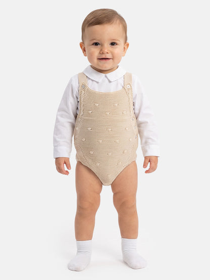 Baby Boy Alberto Collection Knitted 2-Piece Knitted Romper & Shirt Set - Beige