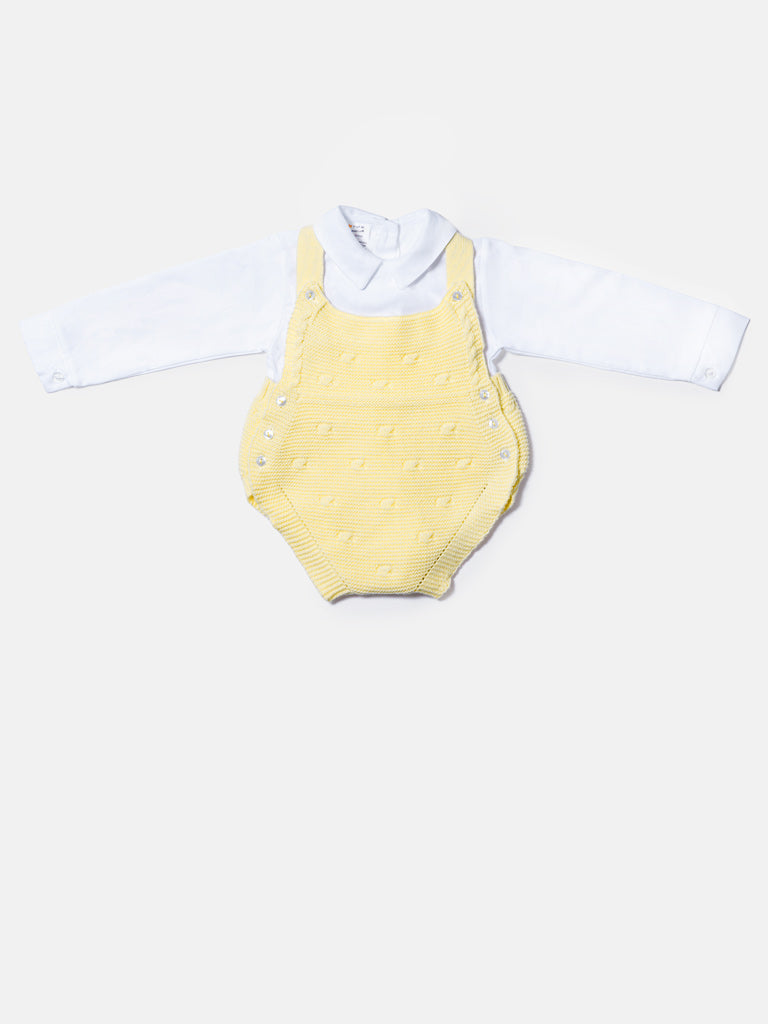 Baby Boy Alberto Collection Knitted 2-Piece Knitted Romper & Shirt Set - Lemon Yellow