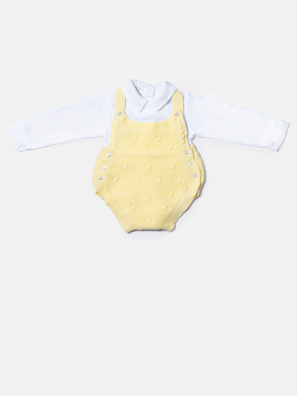 Baby Boy Alberto Collection Knitted 2-Piece Knitted Romper & Shirt Set - Lemon Yellow
