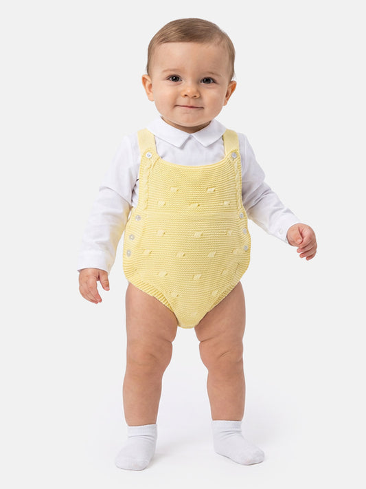 Baby Boy Alberto Collection Knitted 2-Piece Knitted Romper & Shirt Set - Lemon Yellow