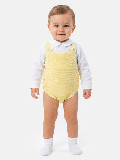 Baby Boy Alberto Collection Knitted 2-Piece Knitted Romper & Shirt Set - Lemon Yellow