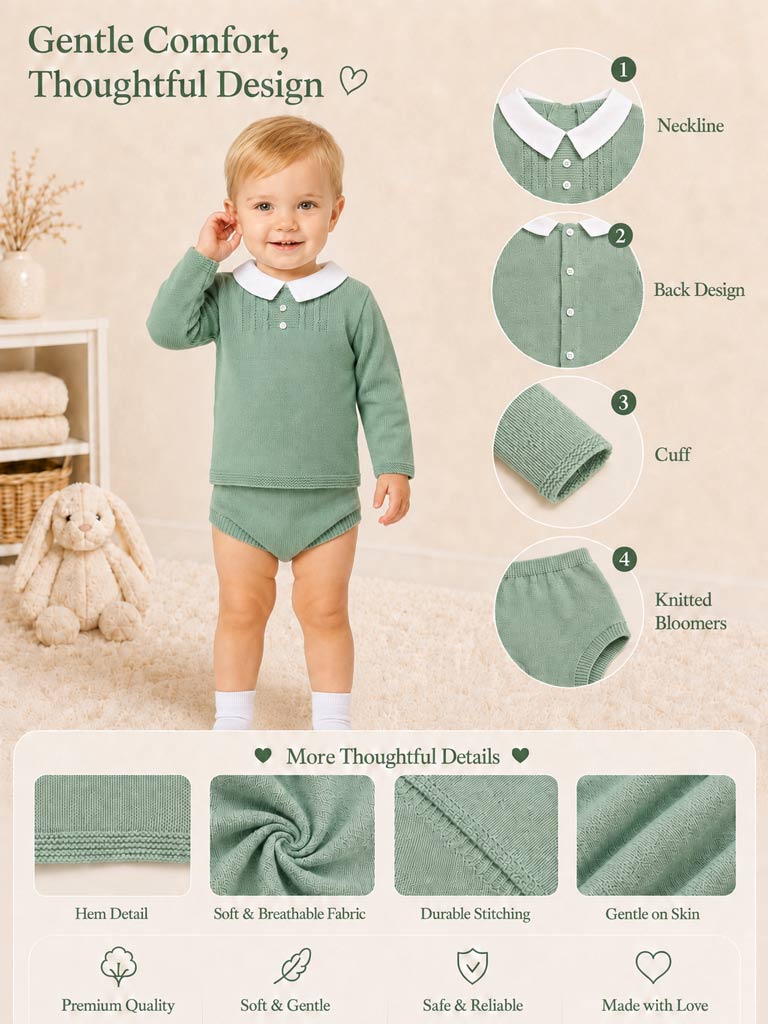 Baby Boy Manuel Collection 2-piece Knitted Set - Mint Green
