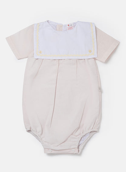 Baby Boy Oscar Collection Romper - Light Beige