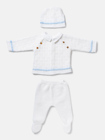 Baby Boy Roberto Collection 3-piece Spanish Knitted Set - White
