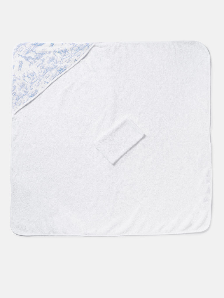 Baby Safari Collection Towel Set with Washcloth - Baby Blue