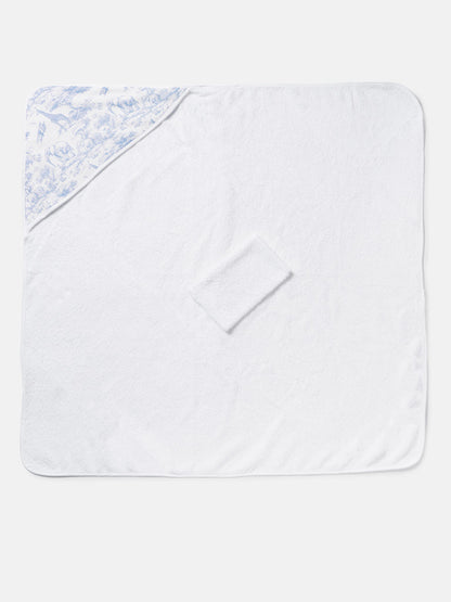 Baby Safari Collection Towel Set with Washcloth - Baby Blue