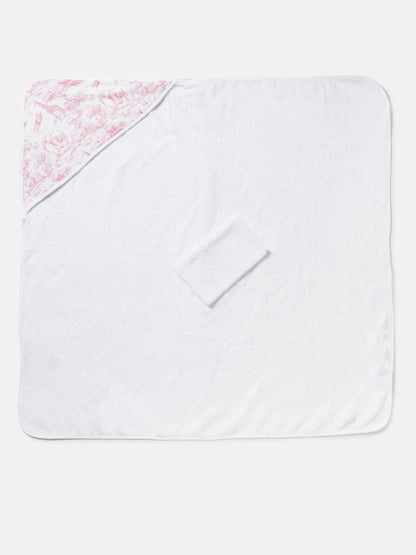 Baby Safari Collection Towel Set with Washcloth - Baby Pink