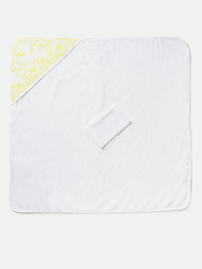 Baby Safari Collection Towel Set with Washcloth - Lemon Yellow