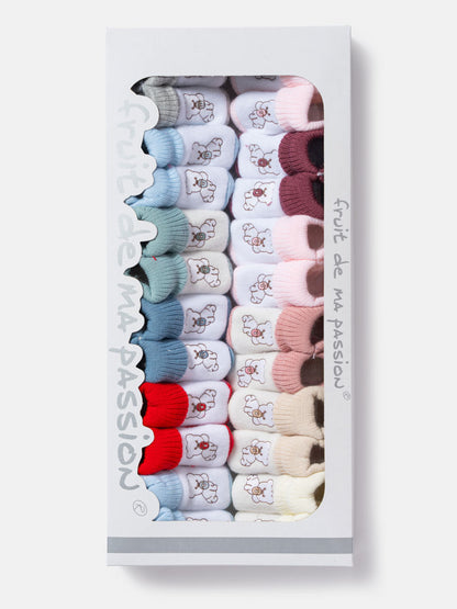 12-Pack Baby Knitted Booties with Teddy Bear - Mixed Colors