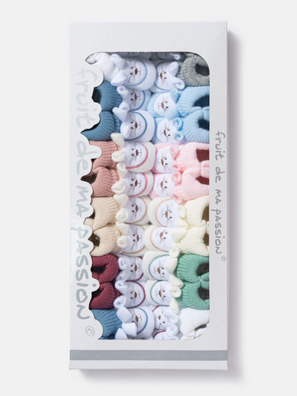 12-Pack Baby Half-Knitt Booties with Bunny - Mixed Colors