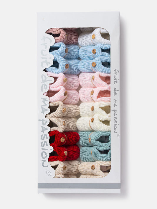 12-Pack Baby Knitted Booties with Button - Mixed Colors