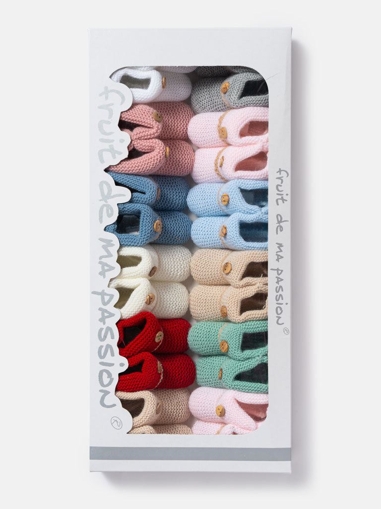 12-Pack Baby Knitted Booties with Button - Mixed Colors
