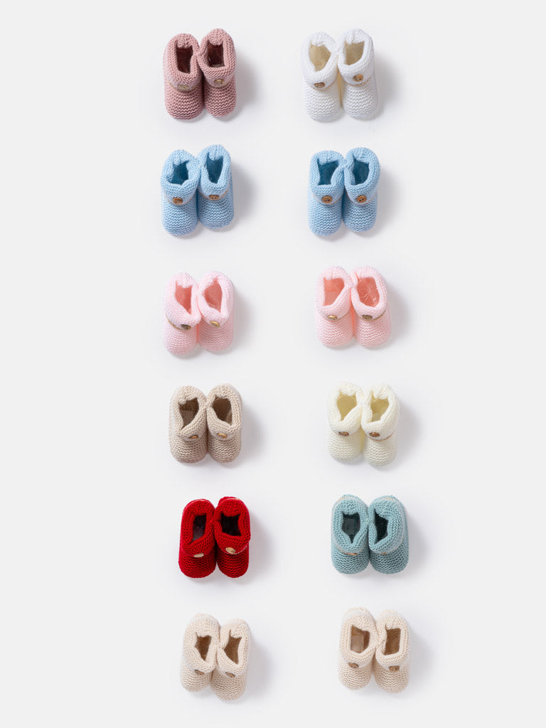 12-Pack Baby Knitted Booties with Button - Mixed Colors