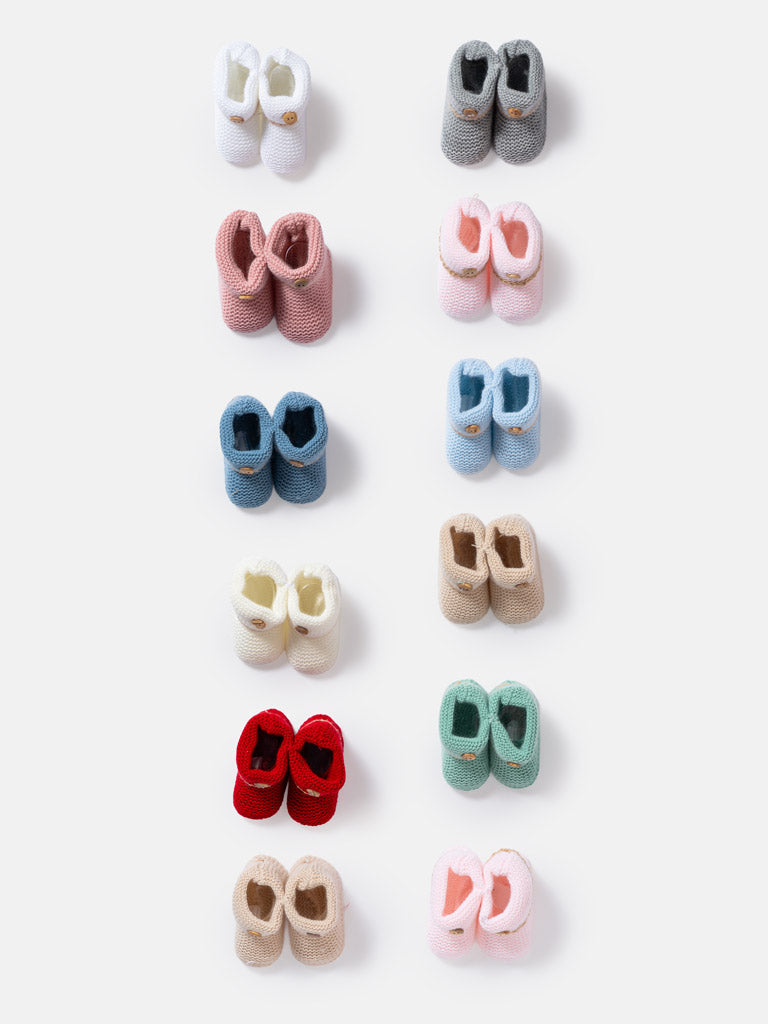 12-Pack Baby Knitted Booties with Button - Mixed Colors