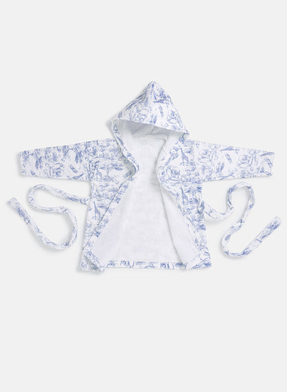 Children's Cotton Hooded Bath Robe - Safari Collection - Baby Blue