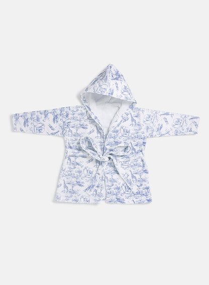 Children's Cotton Hooded Bath Robe - Safari Collection - Baby Blue