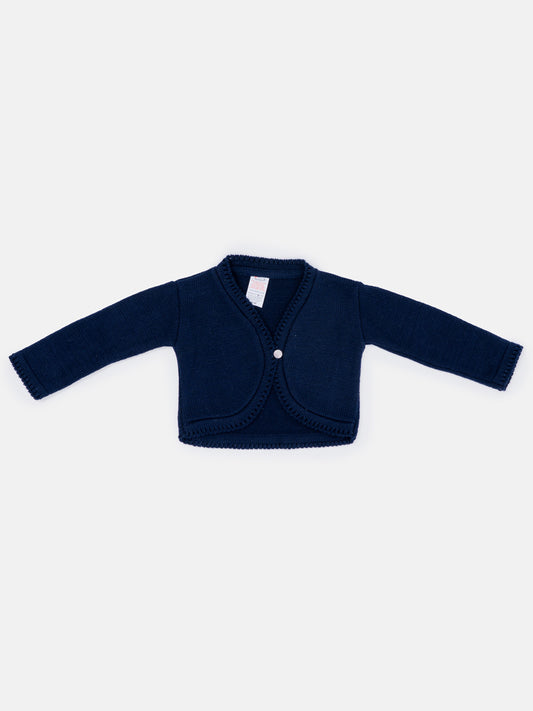 Luxury Baby Girl LONG Bolero with Button - Navy