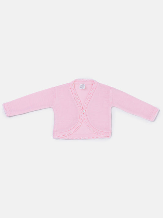 Luxury Baby Girl LONG Bolero with Button - Pink