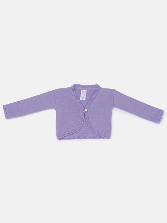 Luxury Baby Girl LONG Bolero with Button - Purple
