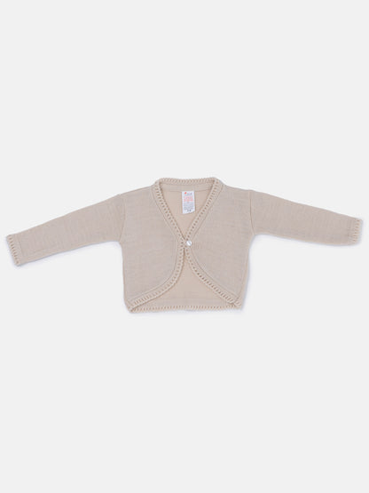 Luxury Baby Girl SHORT Bolero with Button - Beige