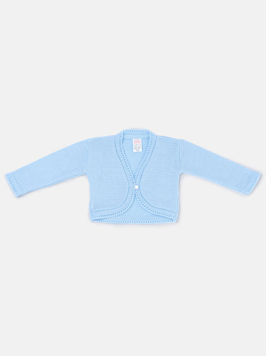 Luxury Baby Girl LONG Bolero with Button - Baby Blue