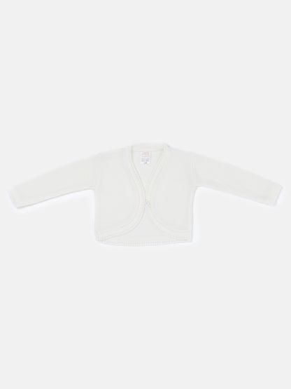 Luxury Baby Girl SHORT Bolero with Button - White