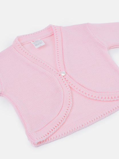 Luxury Baby Girl SHORT Bolero with Button - Pink