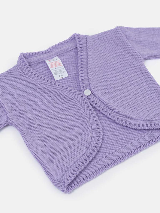 Luxury Baby Girl SHORT Bolero with Button - Purple
