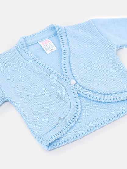 Luxury Baby Girl SHORT Bolero with Button - Baby Blue