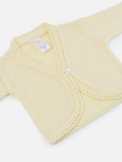 Luxury Baby Girl SHORT Bolero with Button - Lemon Yellow