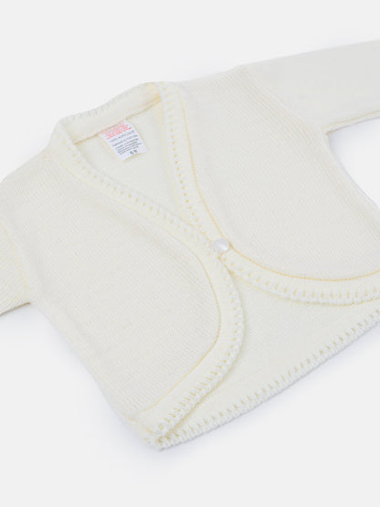 Luxury Baby Girl SHORT Bolero with Button - Ivory