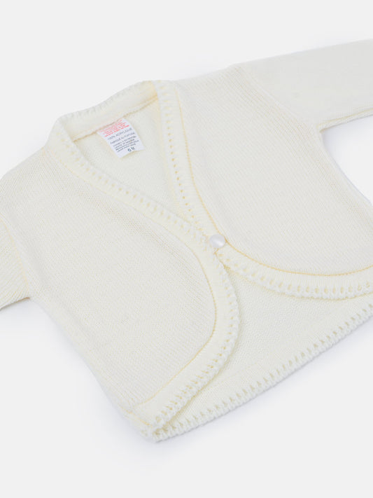 Luxury Baby Girl SHORT Bolero with Button - Ivory