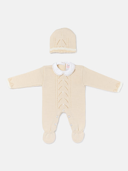 Unisex NOA COLLECTION Knitted All-in-One with Hat - Beige