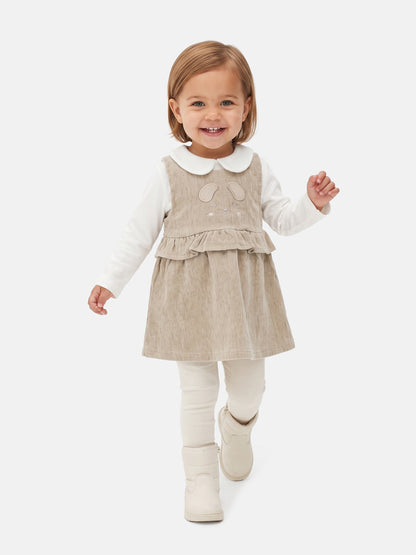 Baby Girl Siena Collection 2-Piece Dress Set with Cute Ears - Beige