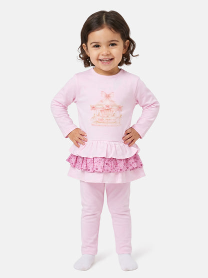 Baby Girl Leggings and Top Set - Carousel Collection - Pink