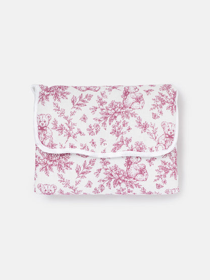 Baby Portable Changing Mat - Teddy Collection - Cherry Red