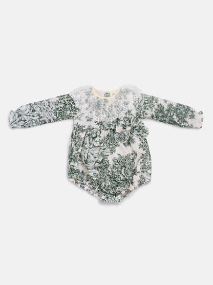 Baby Girl Genoveva Collection Elegant Romper - Sage Green